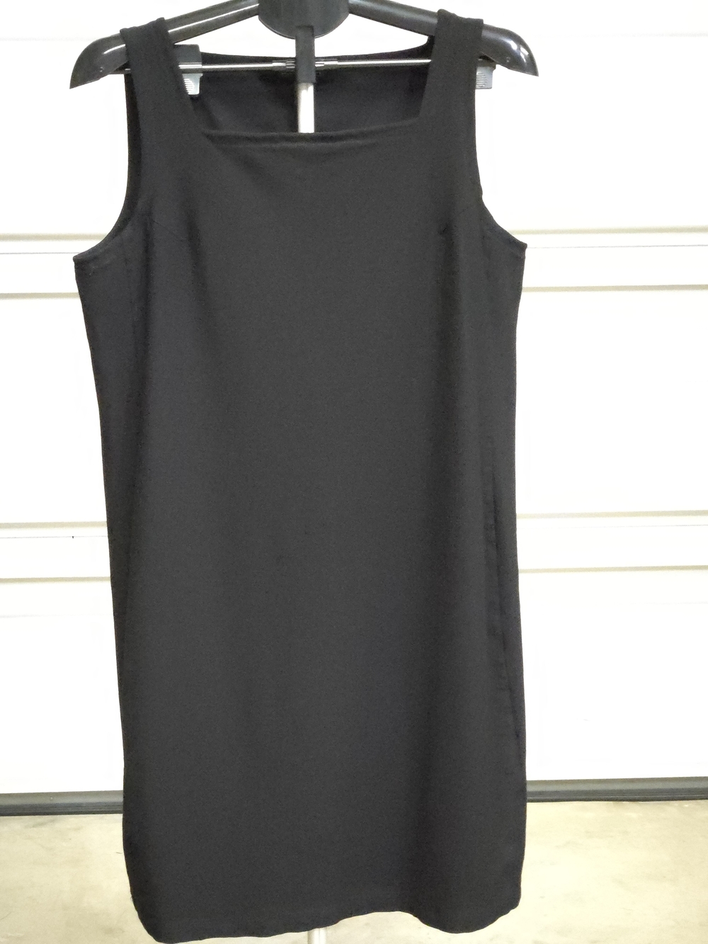 Eileen Fisher Black Sleeveless Sheath Dress Ponte Viscose Stretch